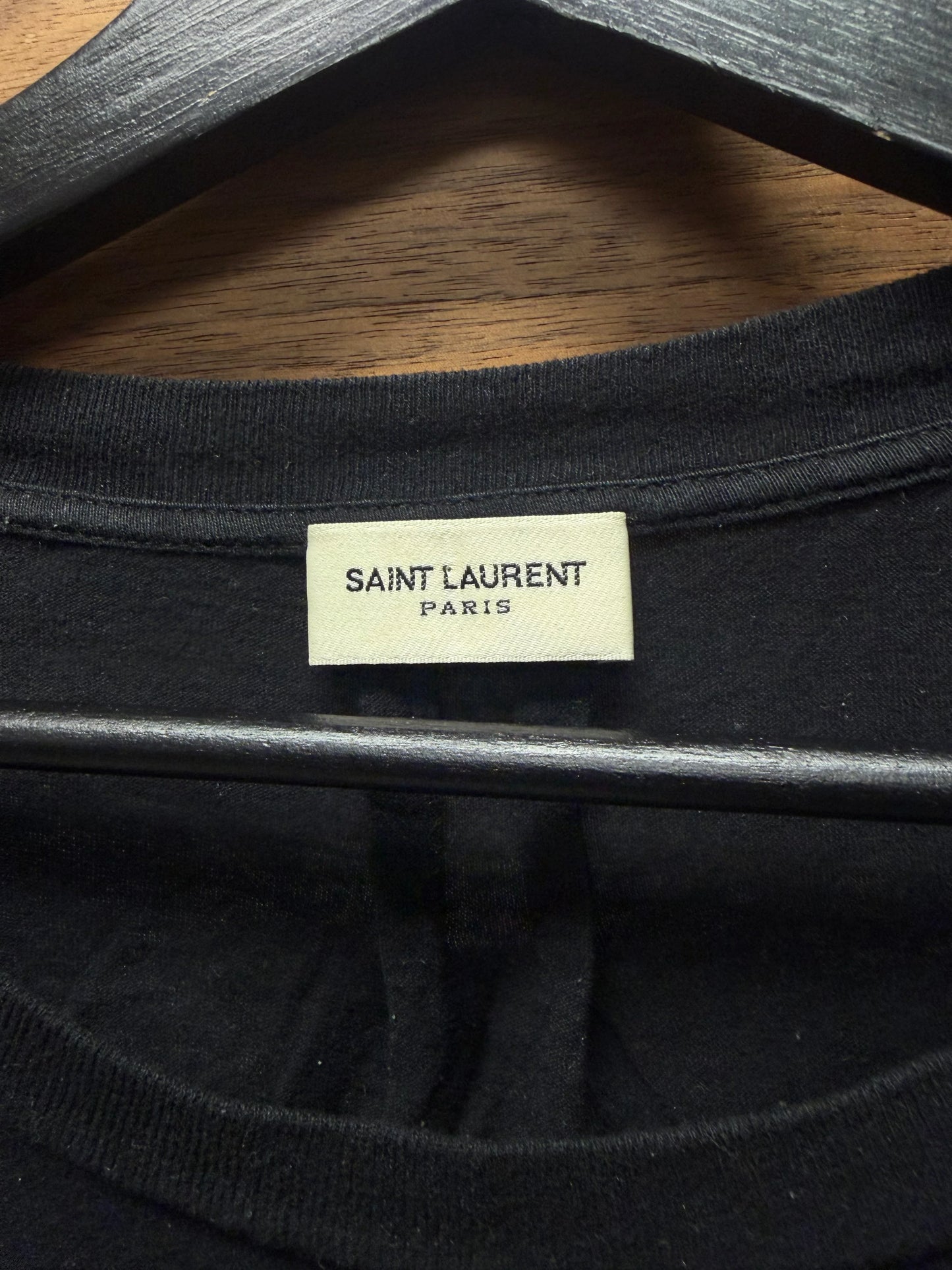 SS2016 Saint Laurent ‘Surf Sound’ T-Rex Striped Black Graphic T-Shirt
