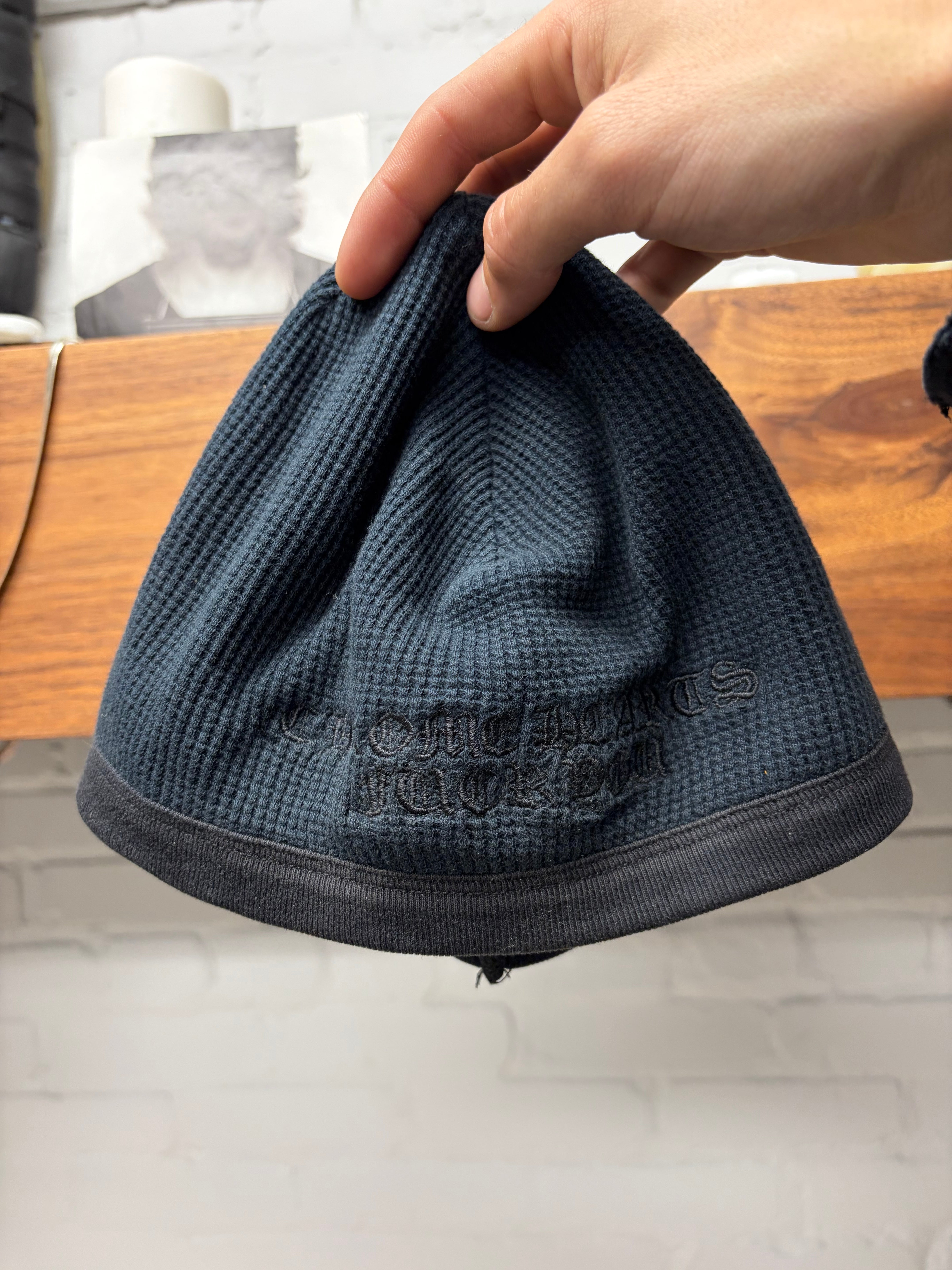Vintage 90s Chrome Hearts 'Fuck You' Black Thermal Skull Cap