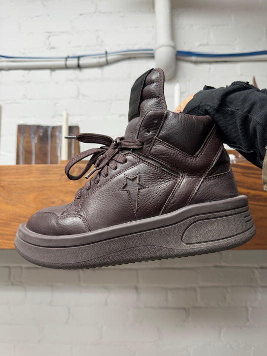 Rick Owens x Converse ‘TURBOPWN’ Chocolate Brown High Top Sneakers