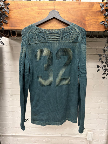 Kapital Sun Faded Blue/Yellow ‘Jersey’ Knit Sweater