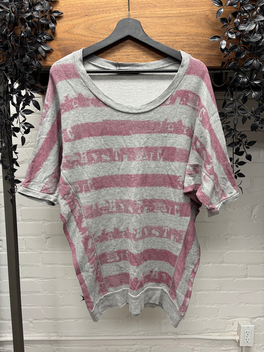 Hysteric Glamour ‘Faded Typography’ Striped Short Sleeve T-Shirt