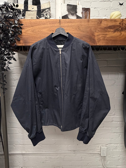 Jil Sander Military Inspired Navy Blue ‘Shell’ Light Bomber Jacket