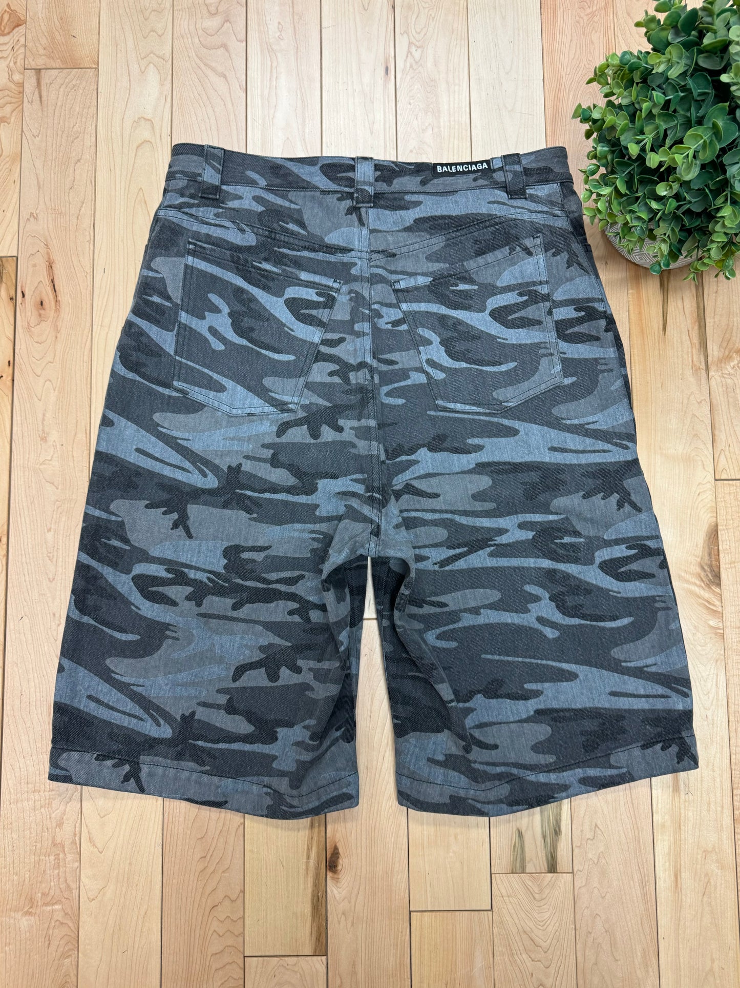 2020 Balenciaga Japan Exclusive ‘Russian Police Camo’ Oversized Denim Shorts