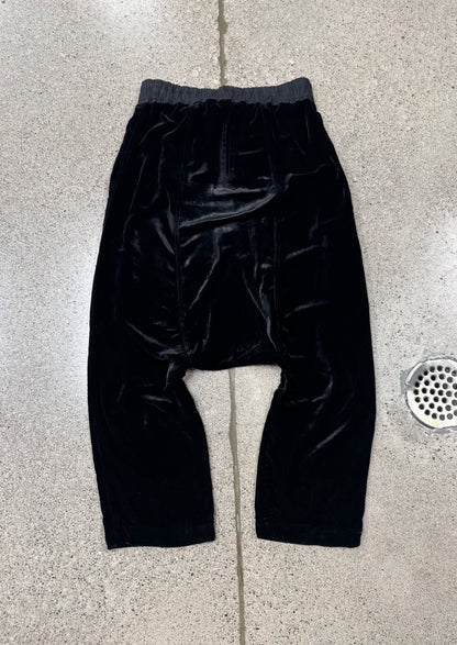 AW2021 Rick Owens ‘Gethsemane’ Velour ‘Pod’ Drop Crotch 3/4 Shorts