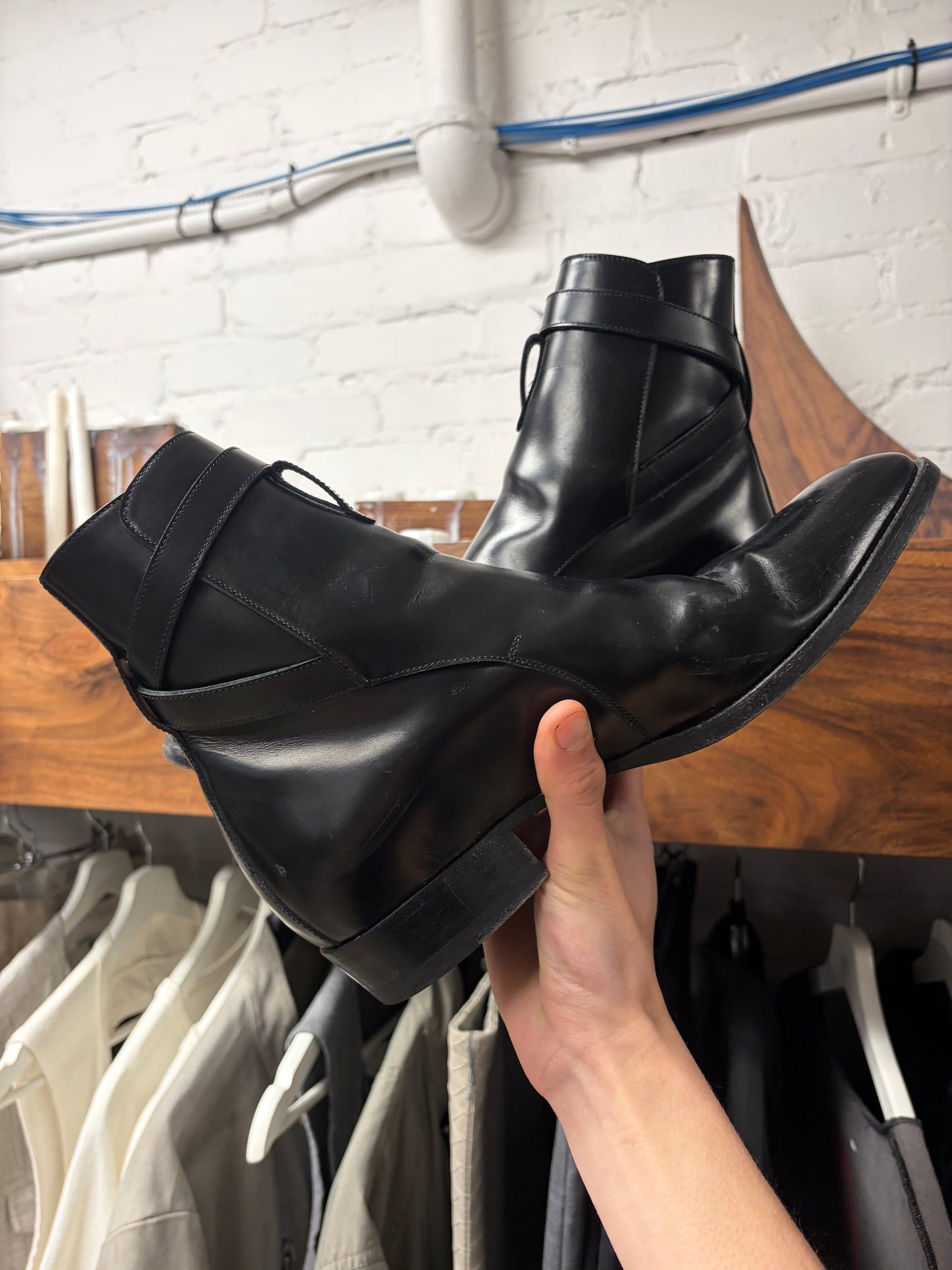 Saint Laurent ‘Jodhpur’ Matte Black Leather Pointed Toe Boots