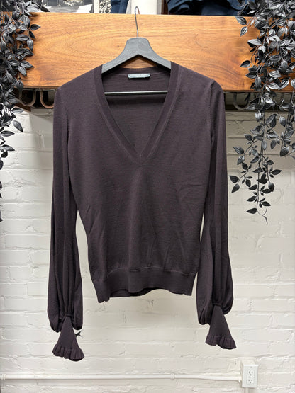 Alexander McQueen ‘Lee Alexander Era’ Flared Sleeve Low Cut Knit Top