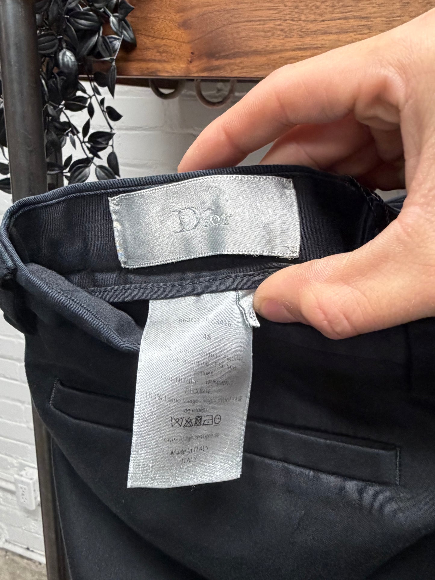 Dior Homme Black/Blue Zip-Closure Black Slim Cut Pants