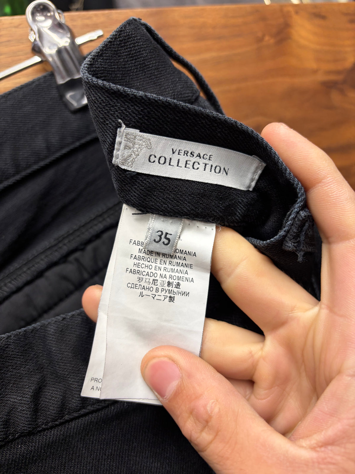 2000s Versace ‘Moto Knee’ Black Skinny Biker Jeans