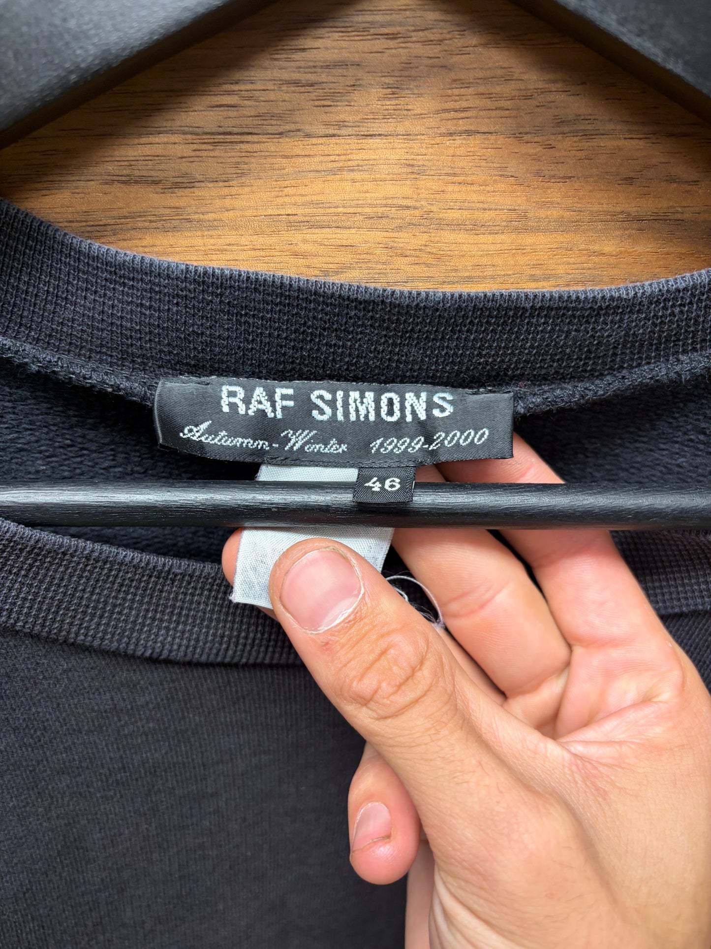 AW1999 Raf Simons ‘Disorder Incubation Isolation’ Thrash Distressed Black Cotton Sweatshirt
