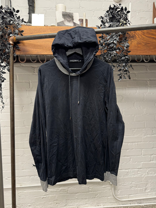 Dolce & Gabbana ‘Double Layered’ Black/Grey Cotton Hoodie