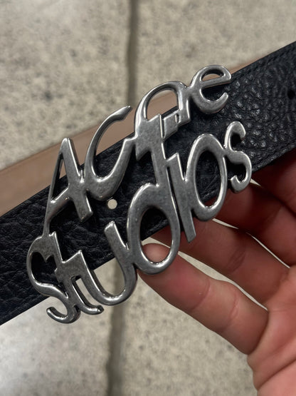 Acne Studios ‘Wave Logo’ Black Leather Belt