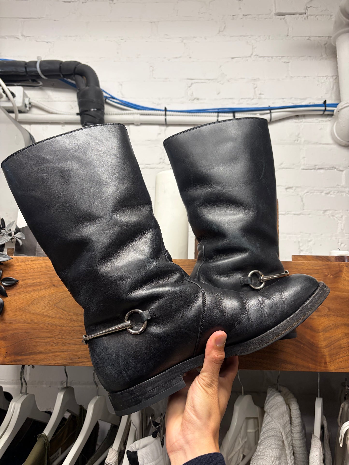 Gucci ‘Horsebit’ Black Leather Engineer Boots