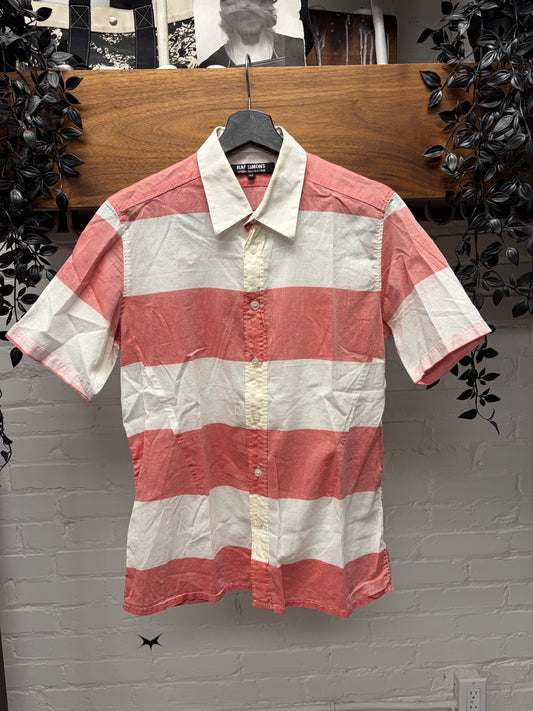SS2008 Raf Simons Red/White Striped Short Sleeve Shirt