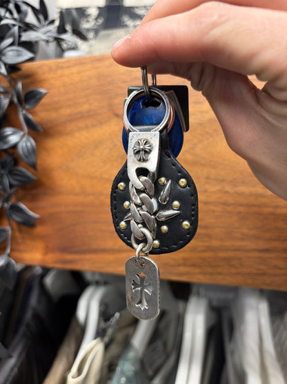 Vintage Chrome Hearts ‘Cross Cutout’ New 925 Silver Dogtag Keychain