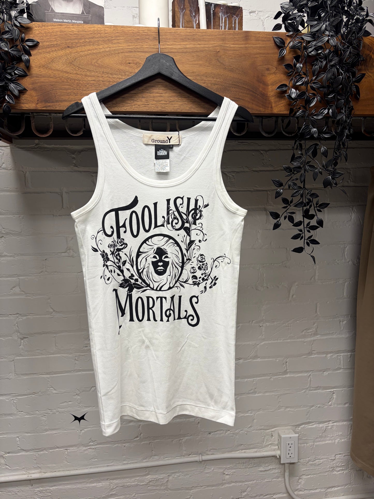 Yohji Yamamoto x Haunted Mansion ‘Foolish Mortal’ White Graphic Tank Top
