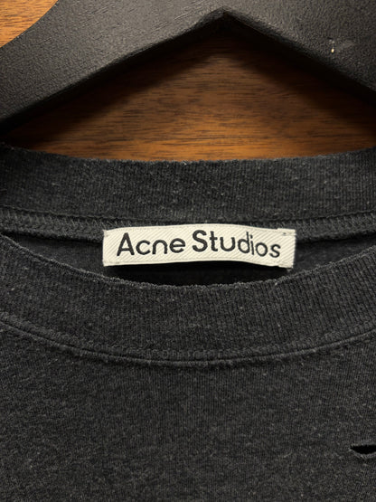 Acne Studios ‘Black Melange’ Distressed Logo T-Shirt