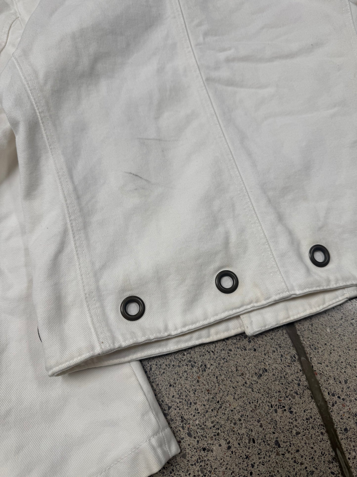 90s Alexander McQueen ‘Grommet Hole’ White Cotton Fencing Jacket