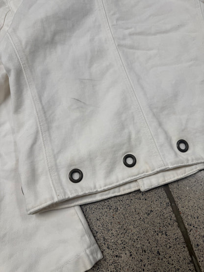 90s Alexander McQueen ‘Grommet Hole’ White Cotton Fencing Jacket
