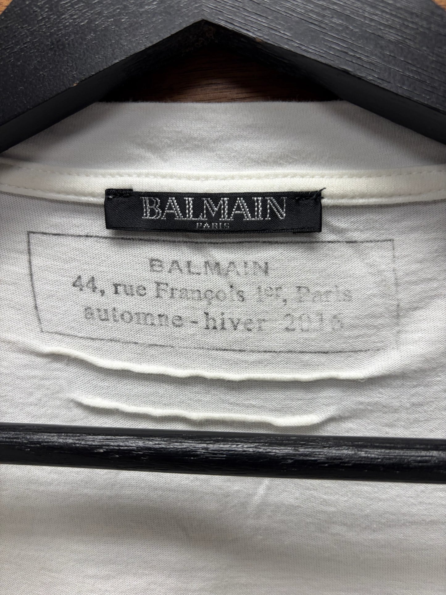 AW2016 Balmain ‘Crowned Crest Logo’ White Graphic T-Shirt
