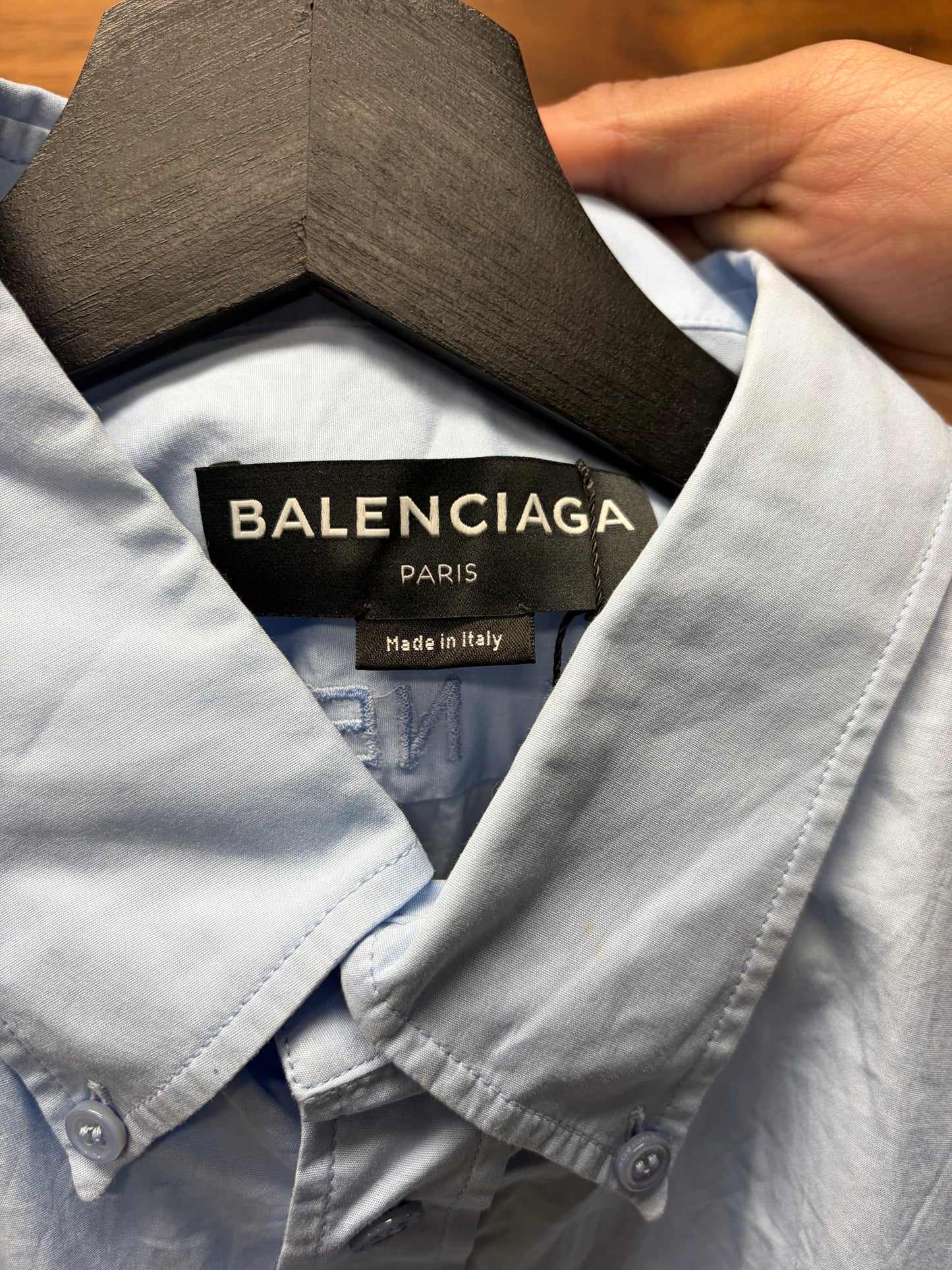 2017 Balenciaga ‘Homme’ Embroidered Back Button Down Shirt