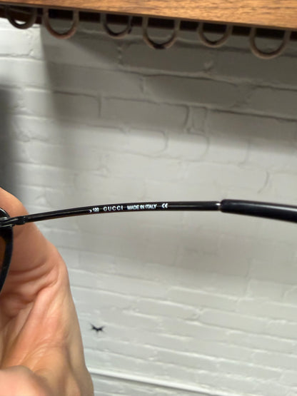 2000s Gucci Rimless Green Tinted Silver Frame Sunglasses