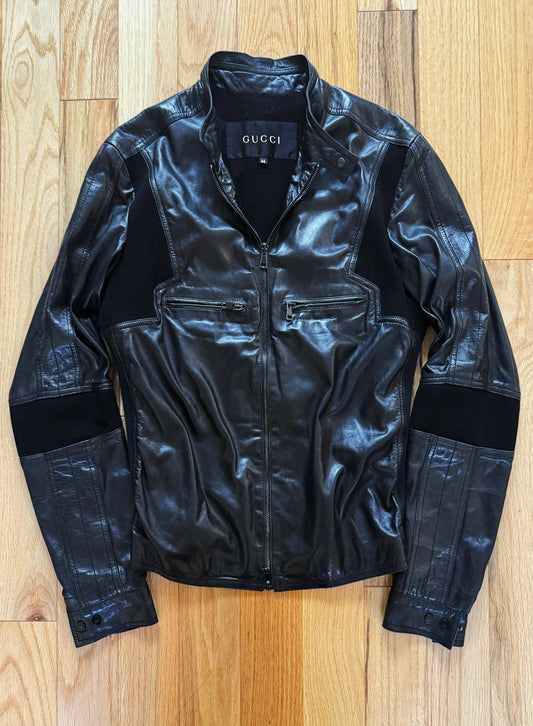 2000s Gucci by Tom Ford ‘Sport Panelled’ Leather Moto-Jacket