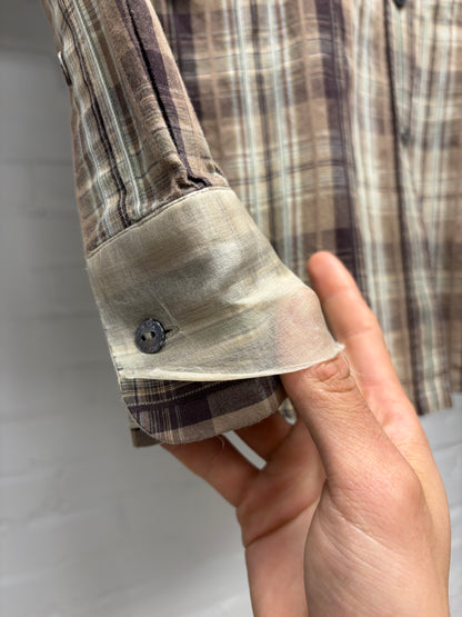 Vintage Dolce & Gabbana Distressed Brown Plaid Button Up Shirt