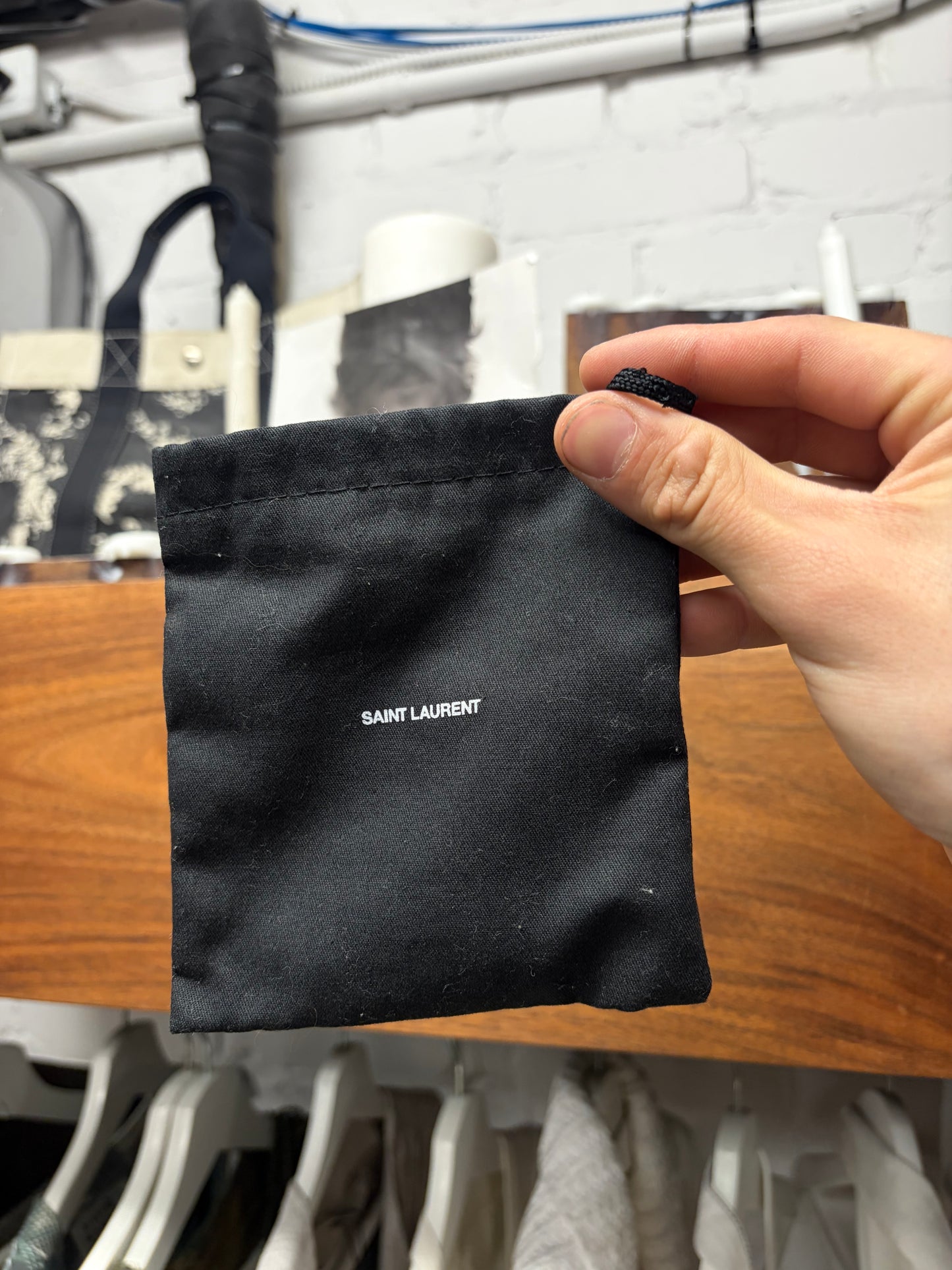 Saint Laurent Triple Wrapped Leather/Silver Bracelet