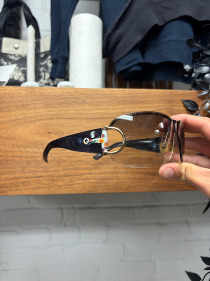 2000s Gucci ‘Floral Horsebit’ Rimless Shield Sunglasses