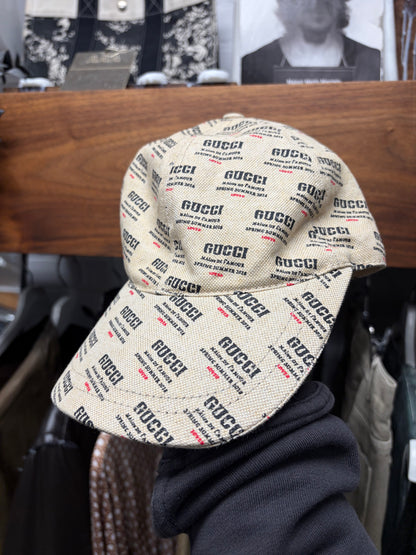 SS2018 Gucci ‘Stamp Print’ Monogram Linen Baseball Cap