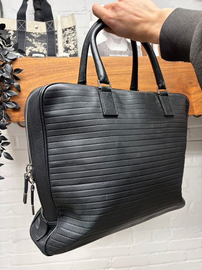 Dior Homme Pleated Black Lambskin Leather Top Handle ‘Business’ Bag