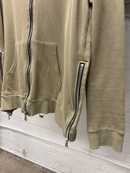 2010’s Balmain ‘Size Zip’ Tan Cotton Zip Up Hoodie