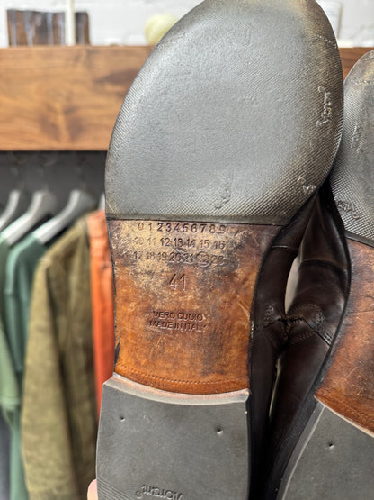 Maison Margiela ‘Natural Patina’ Brown Leather Side-Zip Boots