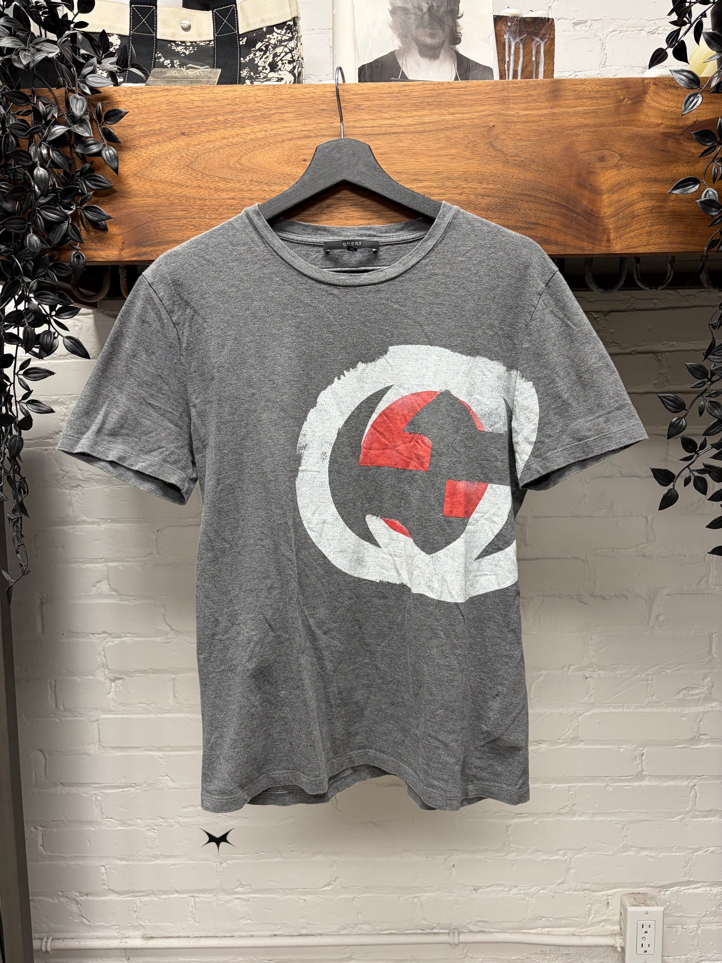 Gucci GG Interlock Logo Grey Graphic T-Shirt