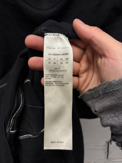 SS2019 Rick Owens ‘Geometric’ Embroidered Black Logo T-Shirt