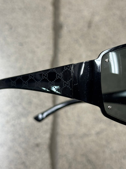 2000s Gucci Black ‘Shield’ Split Bar Sunglasses