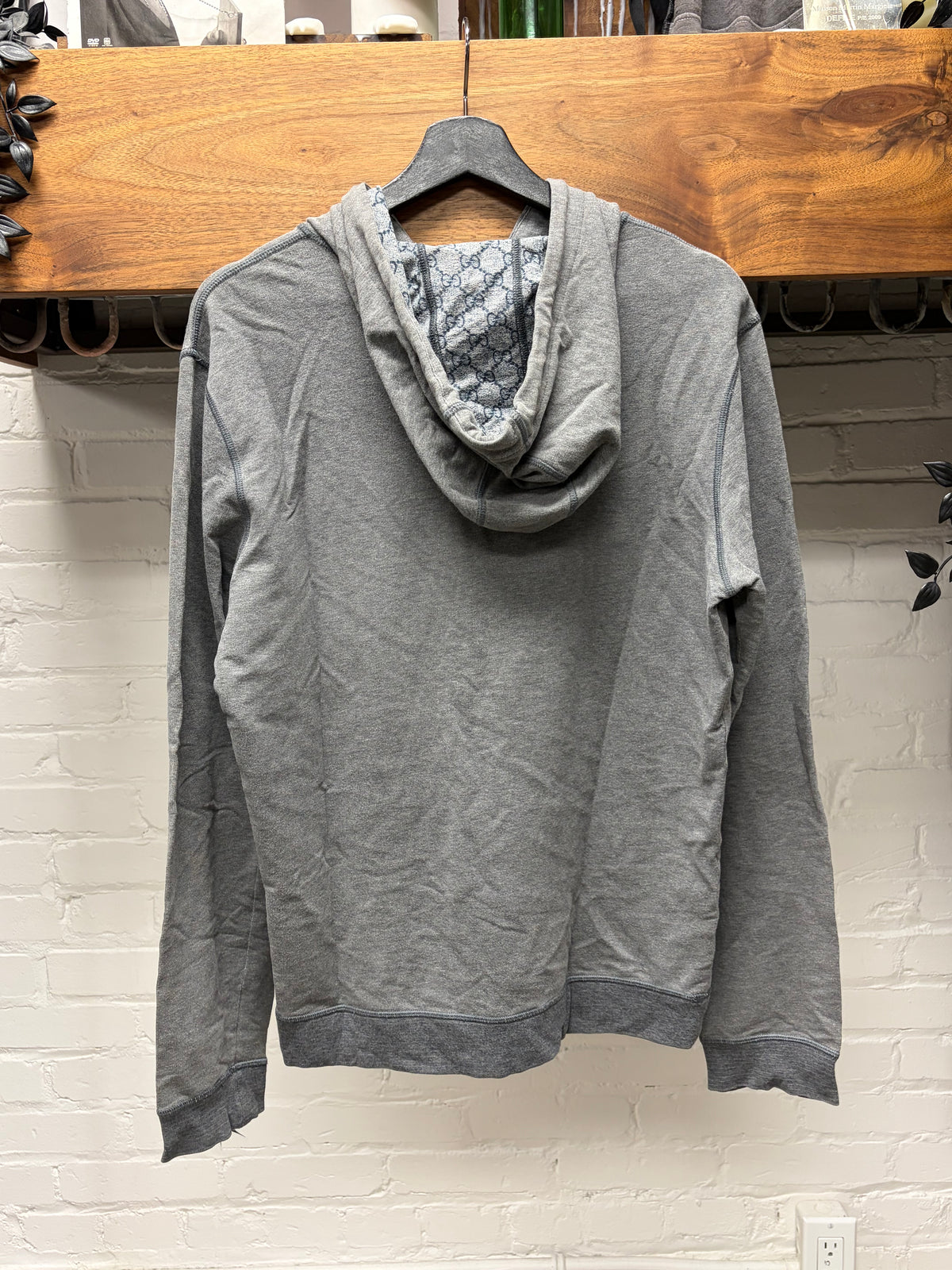 Gucci ‘Guccisima’ Interior Hood Monogram Grey Cotton Pullover Hoodie