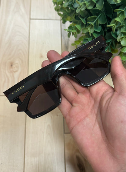 Gucci Brown Tint Square Frame Retro Sunglasses