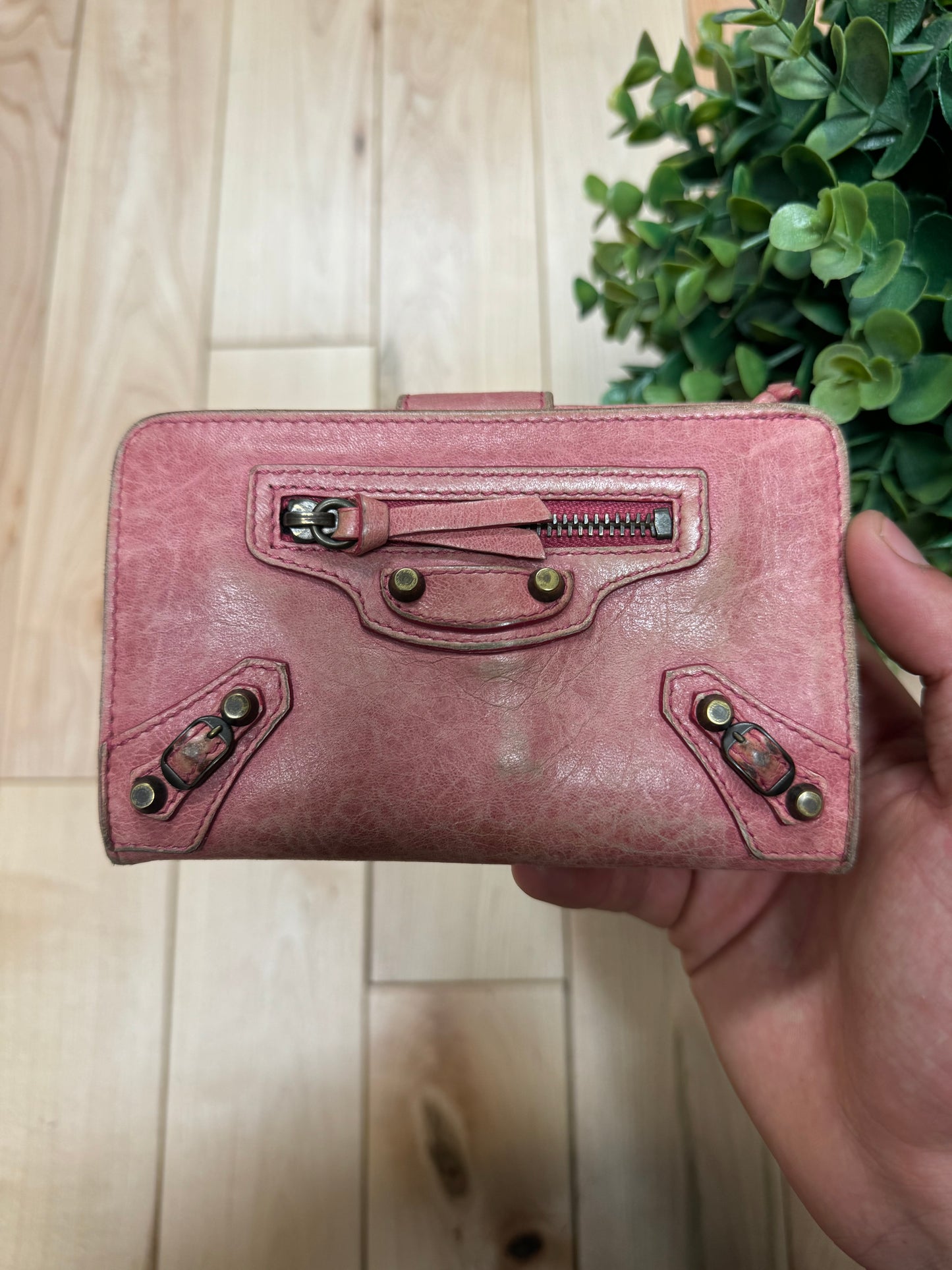 Balenciaga Pink ‘Tour’ City Calfskin Leather Wallet