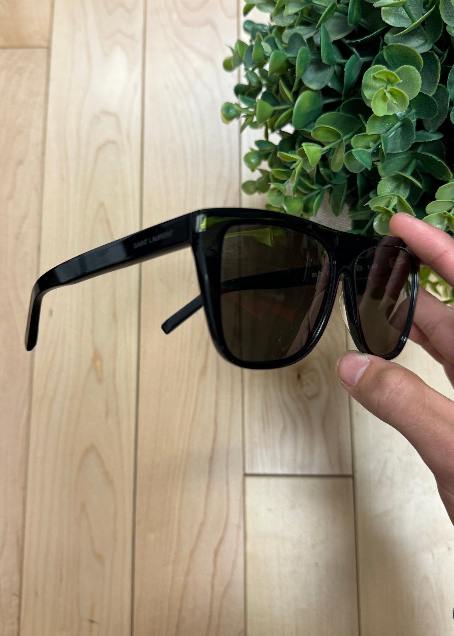 Saint Laurent ‘SL 1 002’ Square Frame Black Sunglasses