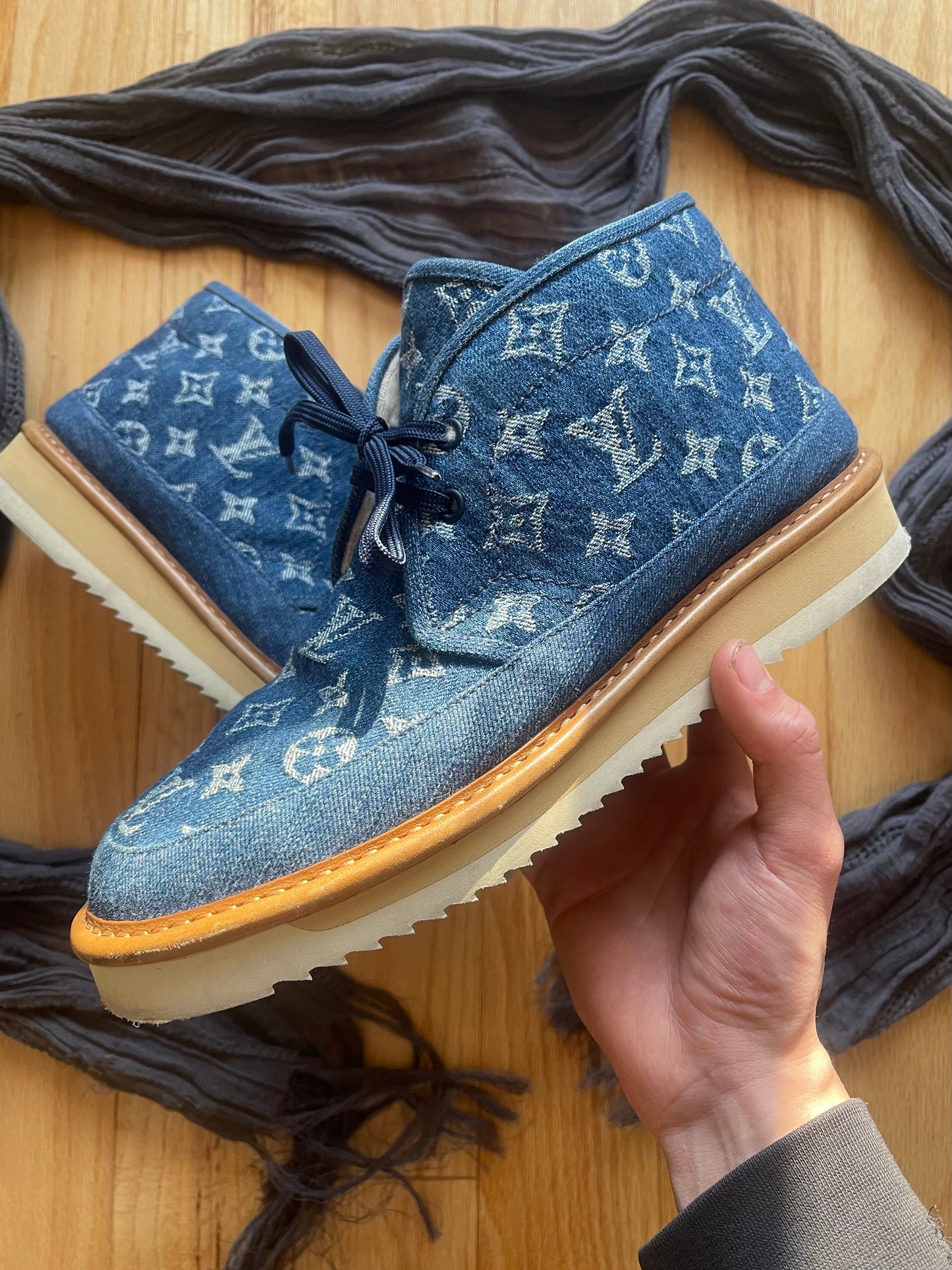 2021 Louis Vuitton x Nigo ‘Cozy Line’ Denim Monogram Boots