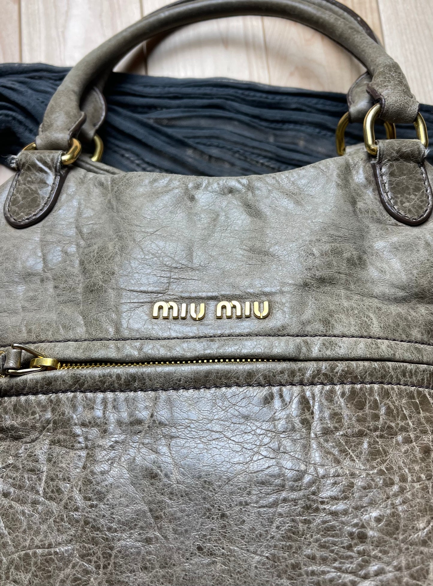 Miu Miu Grey Leather Crossbody Bag