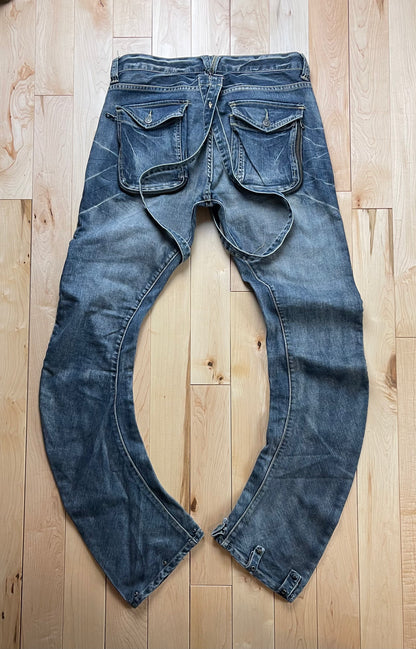 PPFM J/Banana Cut Washed Raw Blue Twisted Denim