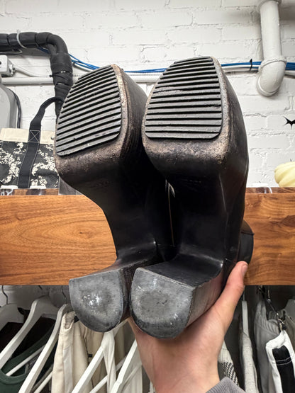 Rick Owens Black Leather ‘Kiss’ Platform Heel Boots