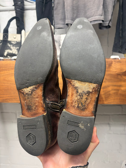 Vintage Dolce & Gabbana Clay Brown Patina ‘Brogue’ Pointed Toe Boots