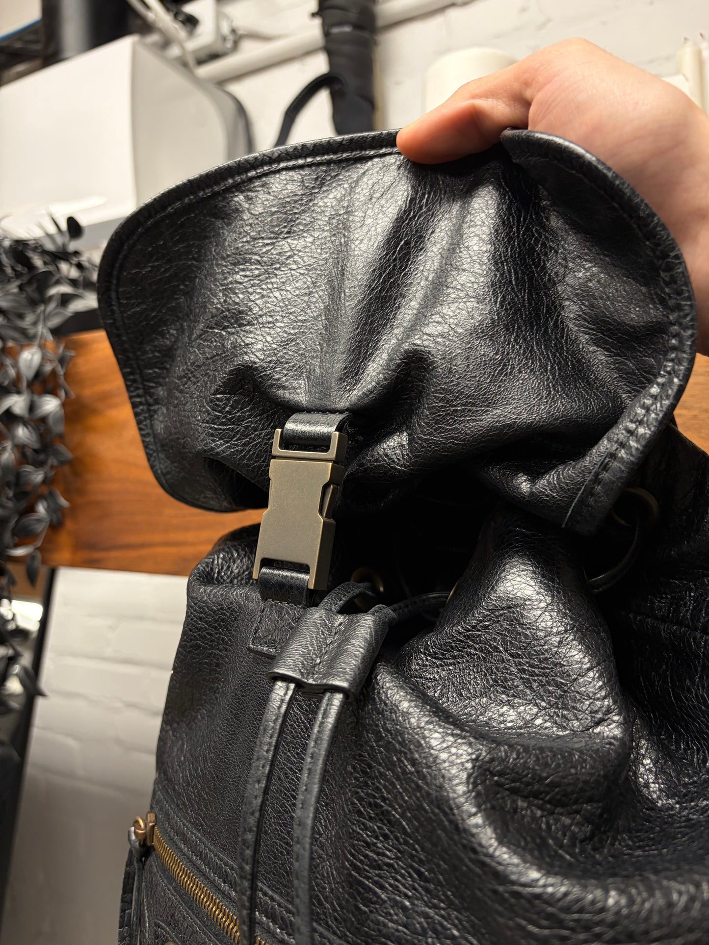 Balenciaga Black Grained Calfskin Leather ‘Classic Traveller’ City Backpack