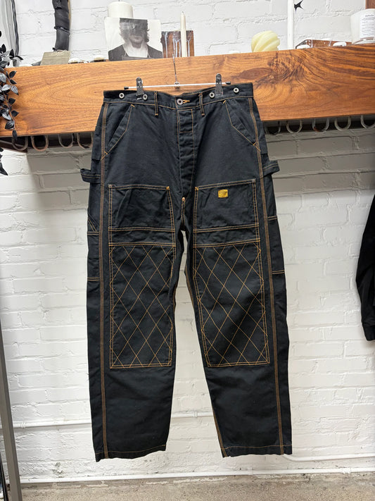 Kapital Light Canvas ‘Lumbar’ Black Double Knee Carpenter Pants