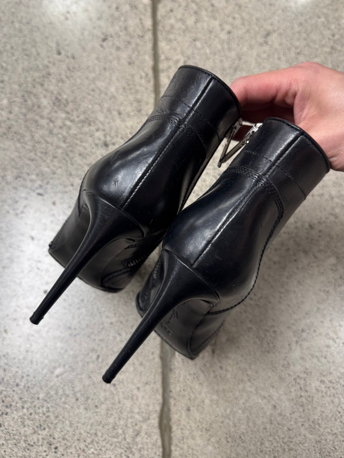 Rick Owens Black Patent Leather Stiletto Heels