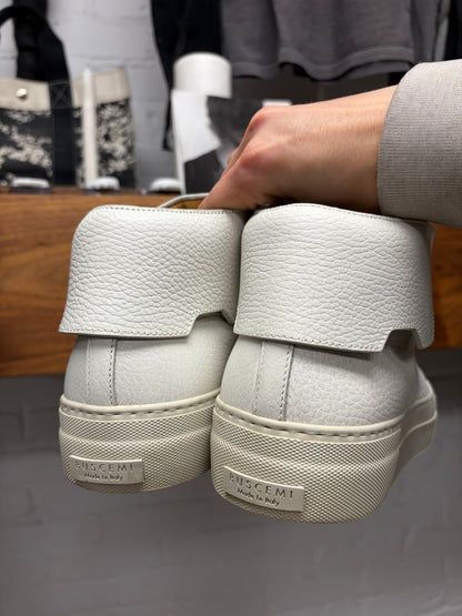 Buschemi ‘90mm’ White Tumbled Calfskin Leather Mid-Top Sneakers