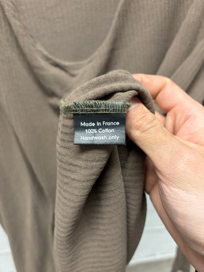 Haider Ackermann Sheer Scoop Neck Brown Cotton Long Sleeve Shirt